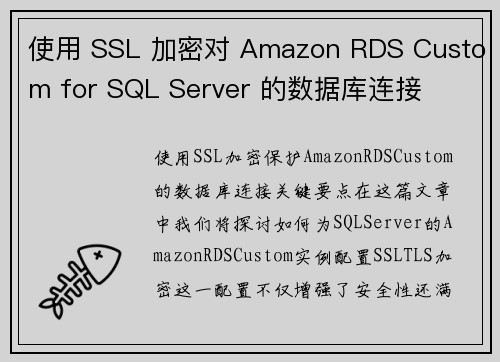 使用 SSL 加密对 Amazon RDS Custom for SQL Server 的数据库连接